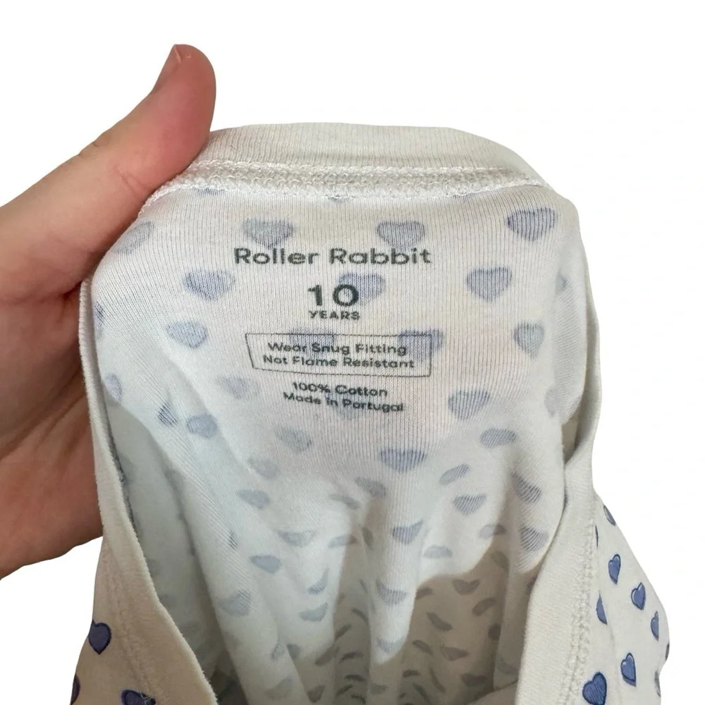 Roller Rabbit Heart Pajama 3 Button Long Sleeve Henley Top in Blue PLEASE READ